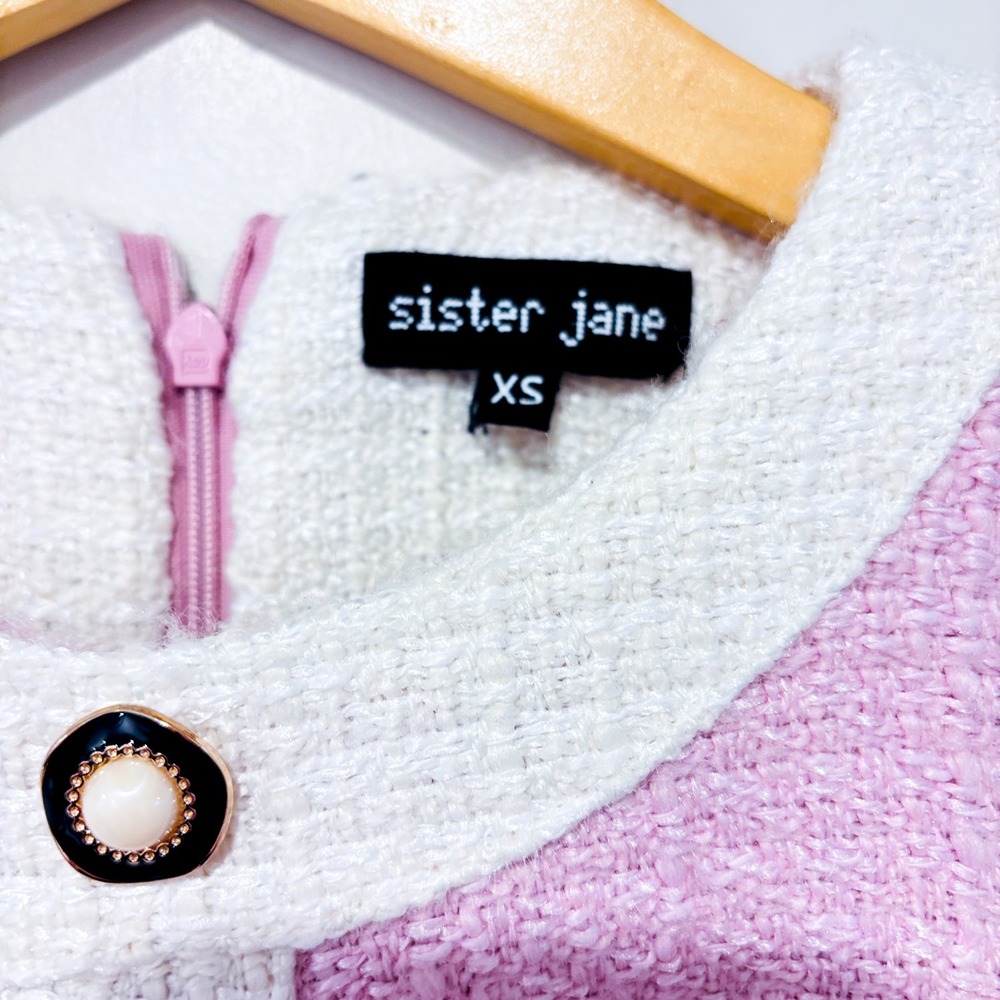 SISTER JANE Pink tweed mini dress | Feminine preppy | X-Small - Picture 4 of 7